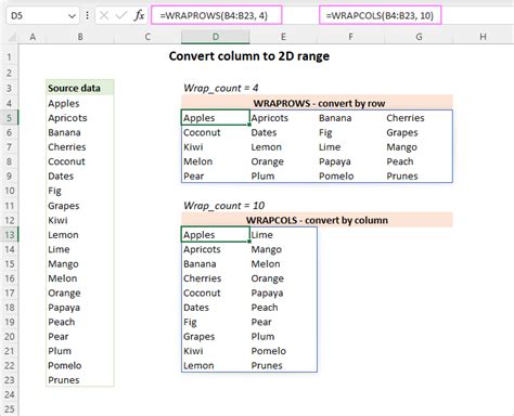 Convert Column Row To Array In Excel Wrapcols And Wraprows Functions