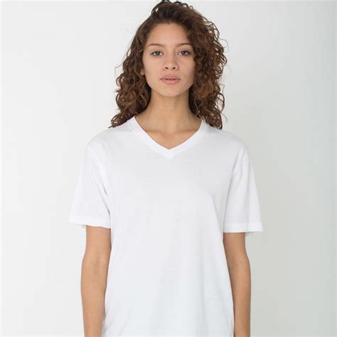 Women Gildan Premium Cotton V Neck White T Shirt