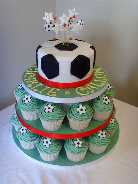 Cakes normally contain a combination of flour, sugar, eggs, and butter or oil, with some varieties also requiring liquid and leavening agents. Football Themed Cupcake Tower | Soccer cake, Soccer ...