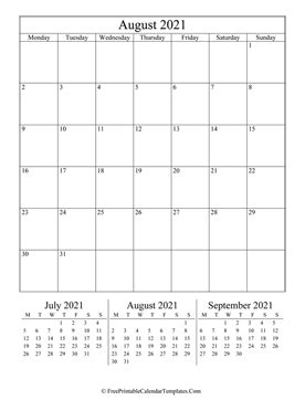 August 2021 editable calendar notes vertical. August 2021 Calendar Printable with Holidays