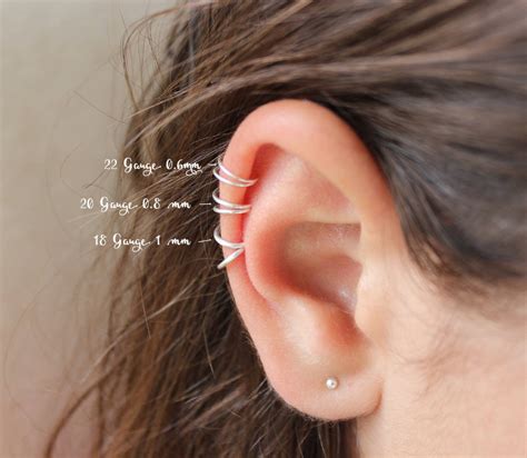 16g conch double chain earring, conch hoop earring, helix earring, ear cartilage chain rose gold earring 316l surgical steel sold as a piece. Tiny Helix Piercing Helix Earring Hoop Cartilage Hoop ...