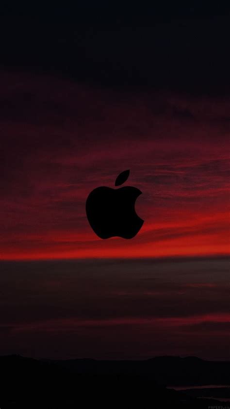 Red Sunset Sky Logo Apple Wallpaper Iphone Clean Black Ios