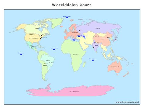 Topografie Werelddelen Kaart