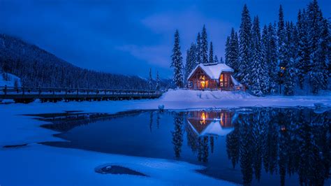 1920x1080 Forest House Covered In Snow 4k 1080p Laptop Full Hd