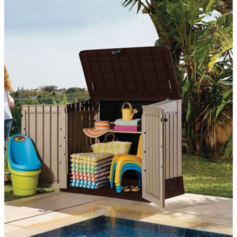The sturdy gable design provides excellent durability and lends a traditional touch to the outdoor decor. Outdoor Storage Large Box Plastic Shed Garden Sheds