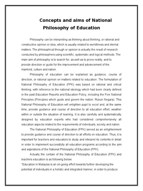 However, there is uncertainty whether the nep has been actualized in the educational. Concepts and Aims of National Philosophy of Education ...