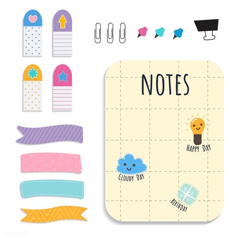 Cute Sticky Note Papers Printable Set Free Image By Note