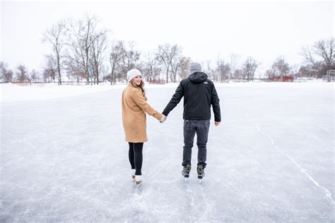 Winter Ice Skating Couple Session Tenney Park Madison Wi
