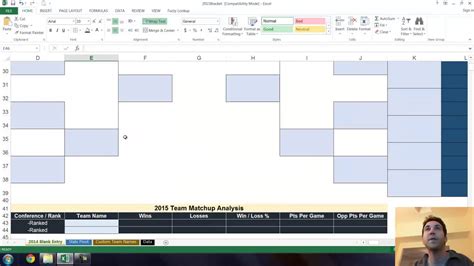 2015 March Madness Bracket In Excel Youtube