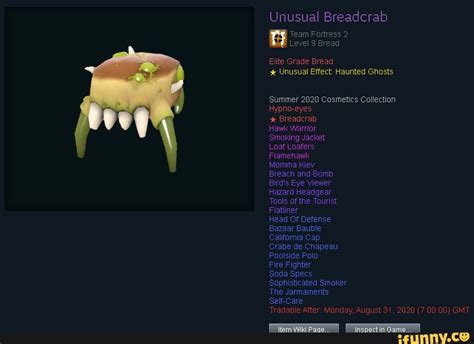 Unusual Breadcrab Team Fortress 2 Level 9 Bread Elite Grade Bread