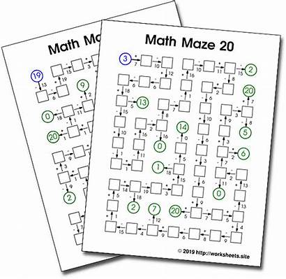 Math Worksheets Addition Mazes Subtraction Fun Printable
