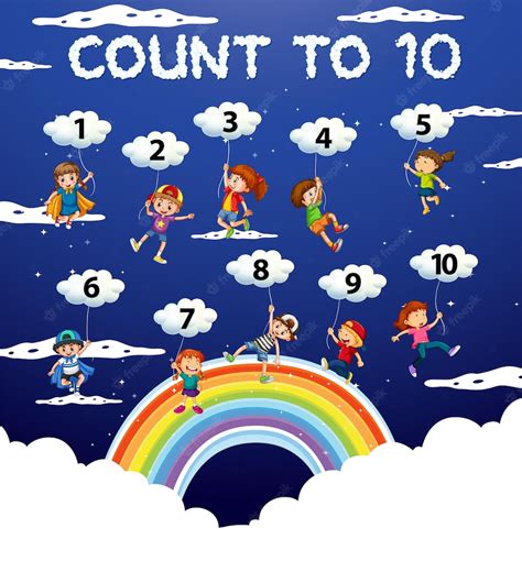 Free Vector Counting Numbers 1 To 10 For Kids