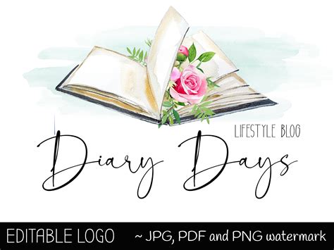 Open Book Logo Diary Editable Logo Blog Logo Reading Logo Etsy Australia