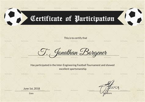 Football Certificate Pertaining To Player Of The