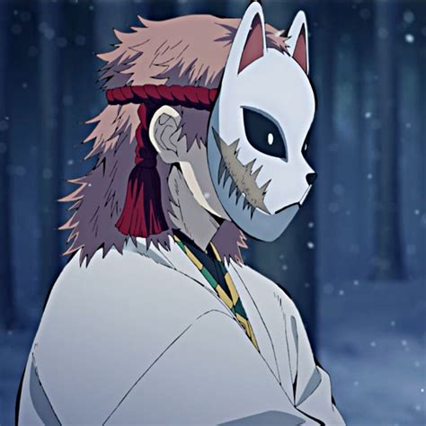 An Anime Character With Red Hair Wearing A White Mask And Long Pink