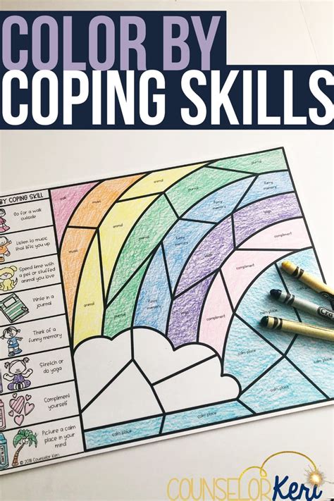 Color By Coping Skills Spring Activity For School Counseling Coping