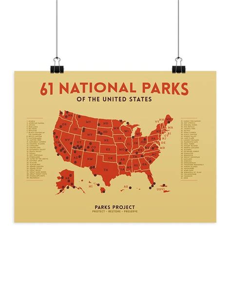 National Parks Mapped Mid Century Poster National Parks Map National