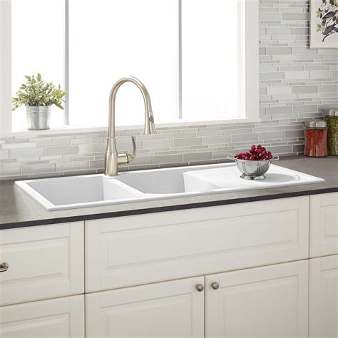 If so, then our sink spotlight series will help you. 46" Tansi Double-Bowl Drop-In Sink with Drain Board ...