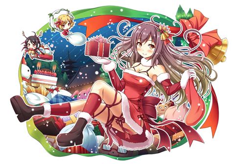 Wallpaper X Px Akashio Aki Bell Boots Bow Breasts Byakuren Chibi Christmas