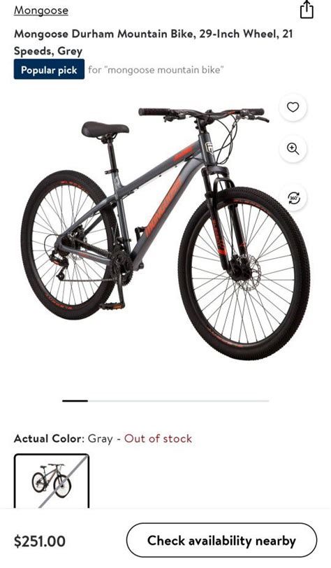 Mongoose 29 Wheels Durham 21 Speeds Mountain Bike Gray For Sale In
