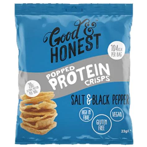 GOOD & HONEST POPPED PROTEIN CRISPS SALT & BLACK PEPPER 23G - Healthy U