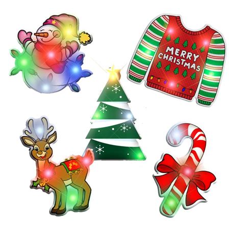 Assorted Christmas 1 Flashing Blinky Body Light Lapel Pins Pack Of 25