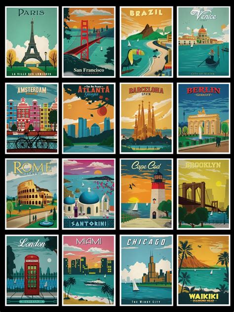 World Travel Series Postcard Set Vol 1 Postage Stamp Design