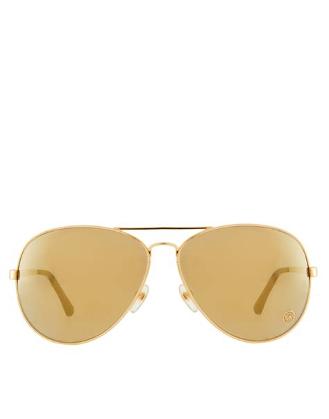 michael kors gold mirrored aviator sunglasses in metallic lyst