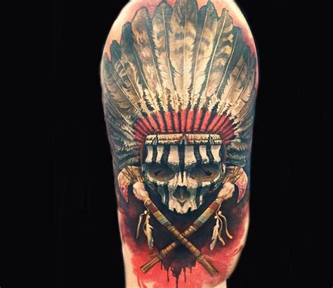 See more ideas about indian tattoo, indian headdress tattoo, native american tattoos. Indian Skull tattoo by Steve Butcher | Indian skull ...