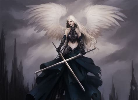 Angel Warrior Sword Wings Armor Fantasy Girl Gothic Goth