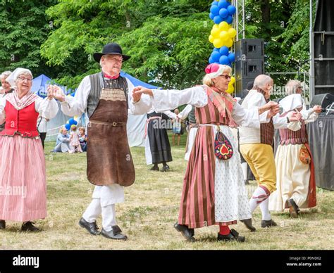 Swedish Folk Dance During National Day Celebration In The Olai Park Of