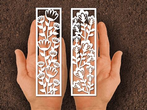 Svg Pdf Papercut Template Flower Bookmark Flower Cut Etsy