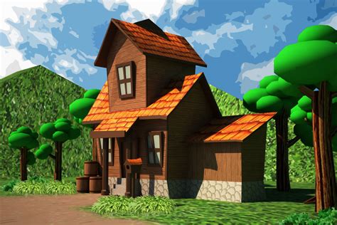 3d Model Cartoon House Low Poly Vr Ar Low Poly Cgtrader