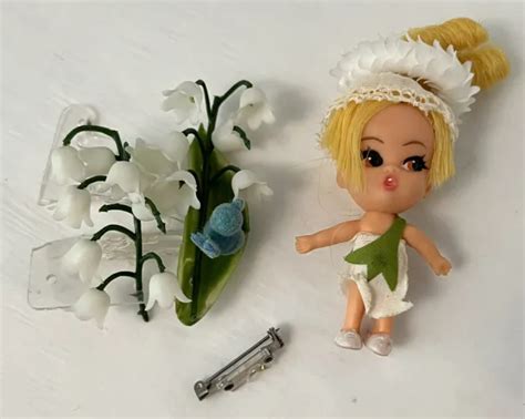 Vintage Hasbro Dolly Darlings Flower Lily Doll Pin Liddle Kiddle Era
