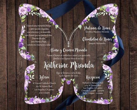 Acrylic Butterfly Quinceañera Invitation Etsy Quinceanera planning