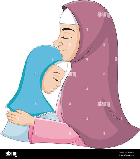 Happy Muslim Mother Hugging Her Daughter Stock Vector Image And Art Alamy