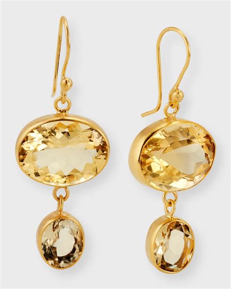 Dina Mackney Citrine Double Drop Earrings Neiman Marcus