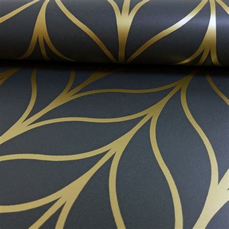Holden Shimmering Geo Striped Wallpaper Art Deco Trellis Metallic 50062 Exclusive Charcoal