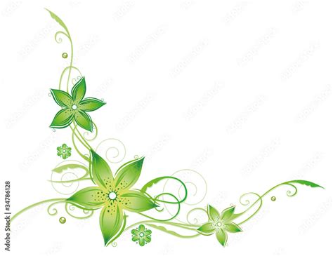 Ranke Flora Blumen Blüten Grüntöne Grün Hellgrün Stock