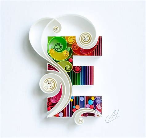 E Quilling Wall Paper Art Letter E Wedding T 1st Etsy Quilling