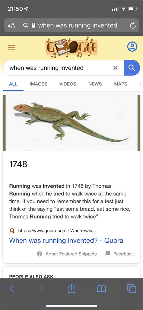 Just Found Out Running Was Invented In 1748 When Thomas Running Tried