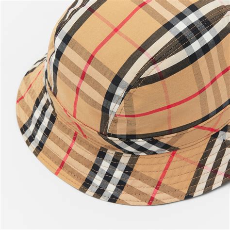 Vintage Check Cotton Bucket Hat In Antique Yellow Burberry Hong Kong