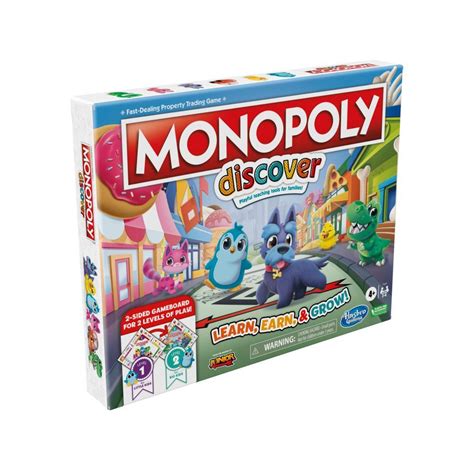 Monopoly Discover Board Game For Kids Ages 4 2 Sided Gameboard