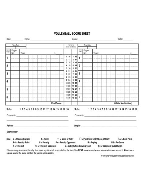 Usa Volleyball Score Sheet Printable