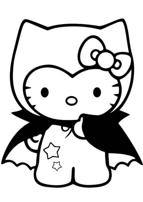Vampire Hello Kitty On Halloween Coloring Page Download Print Or