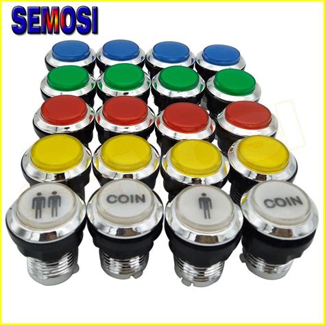 20pcslot 12v Led Illuminated Arcade Button Chrome Plated Push Buttons