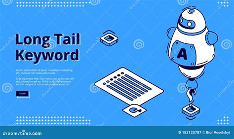 Long Tail Keyword Banner With Isometric Robot Stock Illustration
