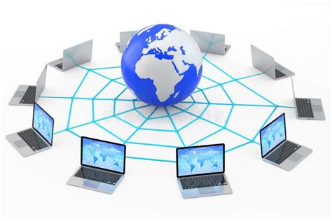 Laptops Connected To The Internet World Wide Web Stock Illustration