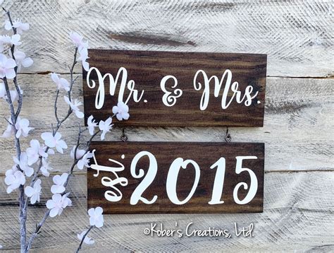 Mr And Mrs Sign For Wall Established Sign Bride And Groom Etsy