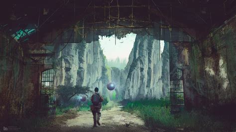 Wallpaper Forest Futuristic Artwork Science Fiction